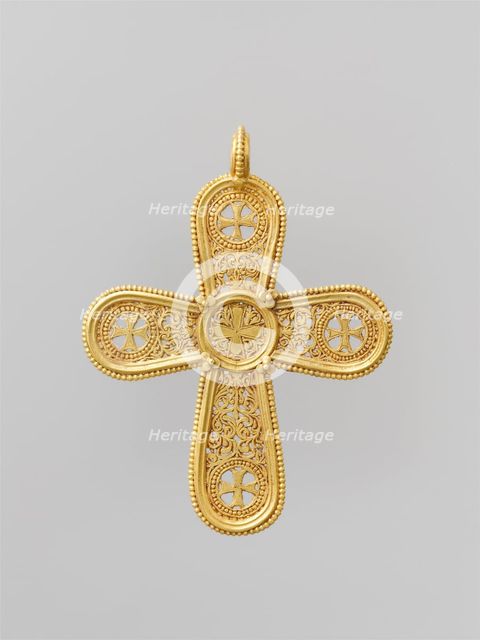 Gold Cross Pendant, Byzantine, 500-700. Creator: Unknown.