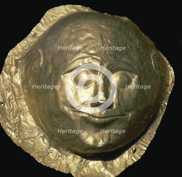 Gold death-mask of a Mycenaean King, 17th century BC. Artist: Unknown