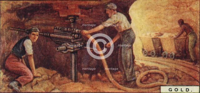 'Gold. - Drlling Blast Holes, S. Africa', 1928. Artist: Unknown.