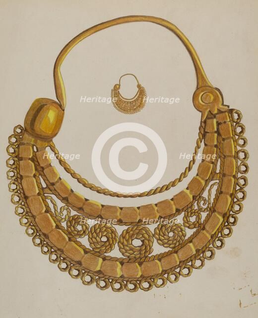 Gold Earring, c. 1937. Creator: Tulita Westfall.