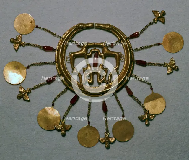 Gold earring from the Aegina treasure, 17th century BC. Artist: Unknown