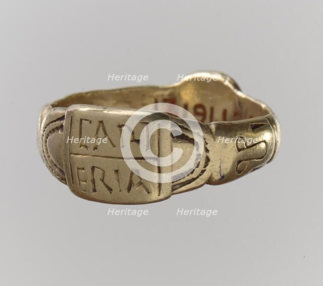 Gold Finger Ring with Inscription, Frankish, late 6th-early 7th century. Creator: Unknown.