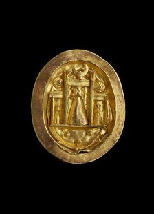 Gold finger ring with setting showing the shrine of Aphrodite at Paphos, c50BC-330AD
