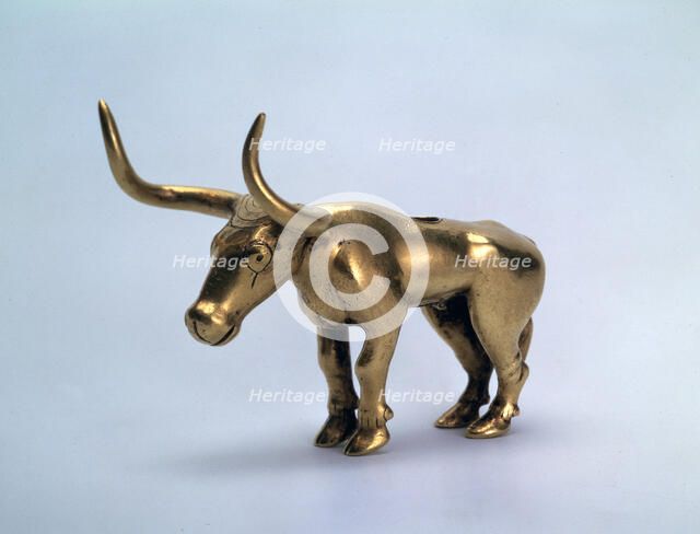 Gold figurine of a bull (piece from a pole of a canopy), Scythian, 3rd millenium BC. Artist: Unknown