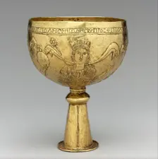 Gold Goblet with Personifications of Cyprus, Rome, Constantinople, and Alexandria, 700s. Creator: Unknown