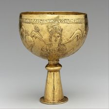 Gold Goblet with Personifications of Cyprus, Rome, Constantinople, and Alexandria, 700s. Creator: Unknown