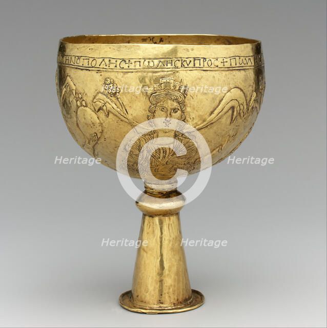 Gold Goblet with Personifications of Cyprus, Rome, Constantinople, and Alexandria, 700s. Creator: Unknown.