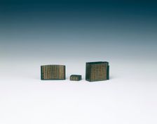 Gold inlaid bronze birdcage fittings, Qing dynasty, China, 19th century. Creator: Unknown