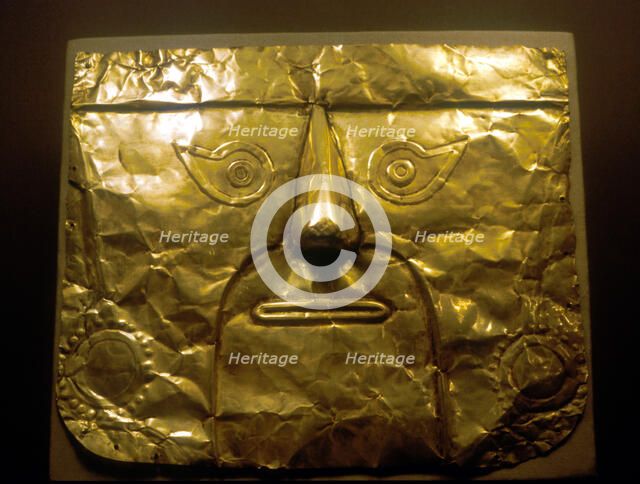 Gold mask, Chimu people, Peru, 1100-1500. Artist: Unknown