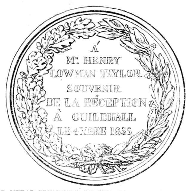 Gold Medal presented by the King of Sardinia to Mr. H. Lowman Taylor, 1858. Creator: Unknown.
