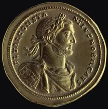 Gold medallion showing the Emperor Constantius Chlorus, Roman, (c296 AD?). Creator: Unknown