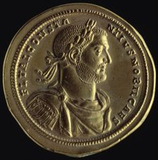 Gold medallion showing the Emperor Constantius Chlorus, Roman, (c296 AD?). Creator: Unknown