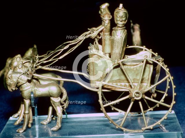 Gold model chariot from the Oxus treasure, Achaemenid Persian, from Tadjikistan, 5th-4th century BC. Artist: Unknown
