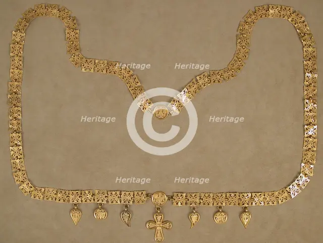 Gold Necklace with Cross, Byzantine, 6th century. Creator: Unknown.