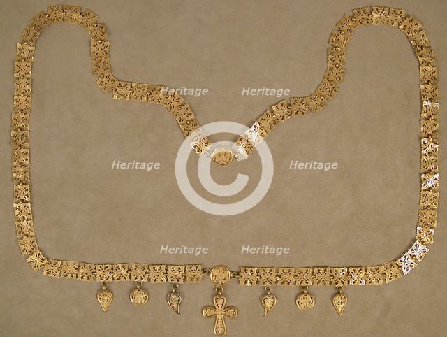 Gold Necklace with Cross, Byzantine, 6th century. Creator: Unknown.