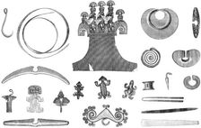 Gold ornaments from the graves of the Incas of Peru, 1883. Creator: Unknown
