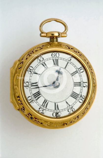 Gold pair-cased cylinder watch with quarter repeat, 1744. Artists: George Graham, John Ward.