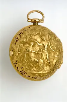 Gold pair-cased cylinder watch with quarter repeat, 1744. Artists: George Graham, John Ward