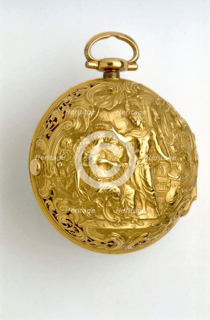 Gold pair-cased cylinder watch with quarter repeat, 1744. Artists: George Graham, John Ward.