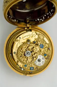 Gold pair-cased cylinder watch with quarter repeat, 1744. Artists: George Graham, John Ward