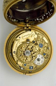 Gold pair-cased cylinder watch with quarter repeat, 1744. Artists: George Graham, John Ward