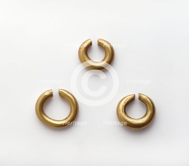 Gold penannular rings, Late Bronze Age (Britain), c1150-800BC. Artist: Unknown.