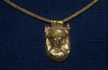 Gold Pendant of Satyr's Head from Caere, Etruscan Jewellery, c500 BC