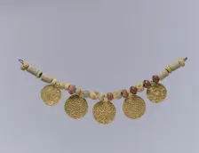 Gold Pendants and Beads from a Necklace, Frankish, second half 6th century-first half 7th century. Creator: Unknown