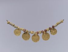 Gold Pendants and Beads from a Necklace, Frankish, second half 6th century-first half 7th century. Creator: Unknown