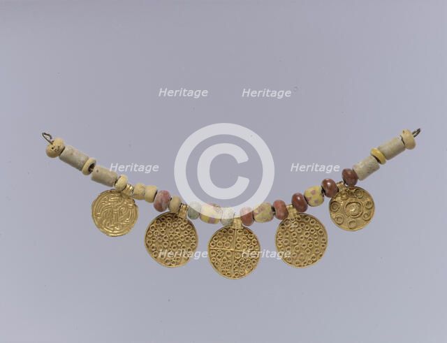 Gold Pendants and Beads from a Necklace, Frankish, second half 6th century-first half 7th century. Creator: Unknown.