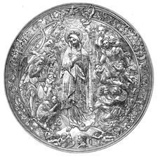 Gold repoussé medallion, by A. Vechte, 1869. Creator: Unknown