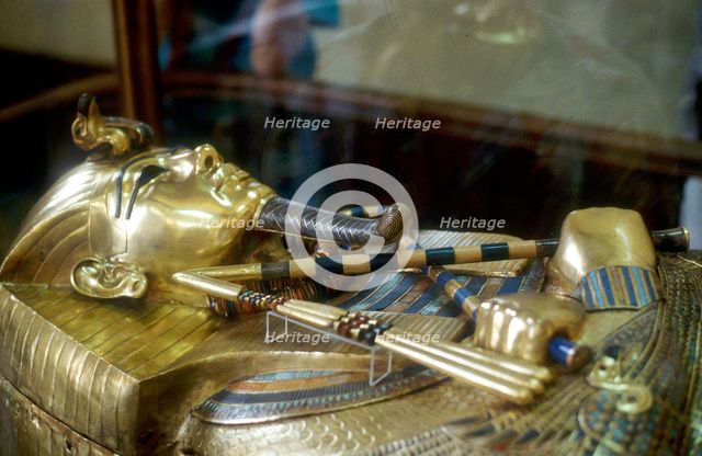 Gold sarcophagus of King Tutankamun, 18th dynasty, Ancient Egypt, c1323 BC. Artist: Unknown