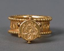 Gold Signet Ring with Virgin and Child, Byzantine, 6th-7th century. Creator: Unknown