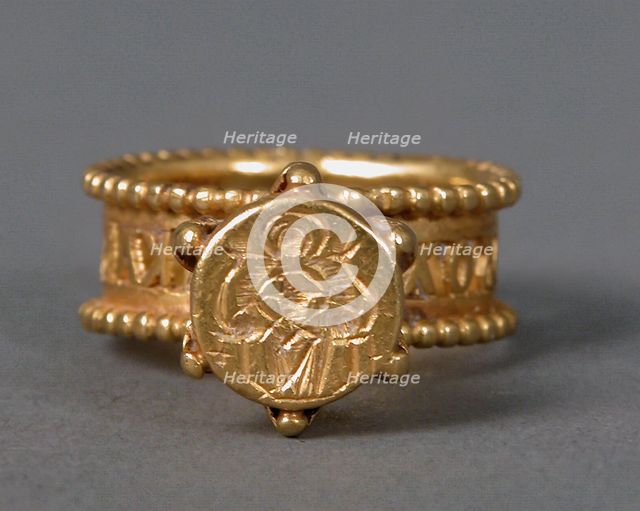 Gold Signet Ring with Virgin and Child, Byzantine, 6th-7th century. Creator: Unknown.