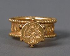 Gold Signet Ring with Virgin and Child, Byzantine, 6th-7th century. Creator: Unknown
