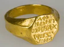 Gold Signet Ring of Michael Zorianos, Byzantine, ca. 1300. Creator: Unknown