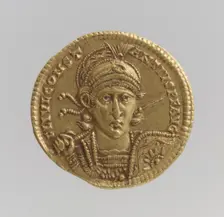 Gold Solidus of Constantine II, Byzantine, 337-361. Creator: Unknown