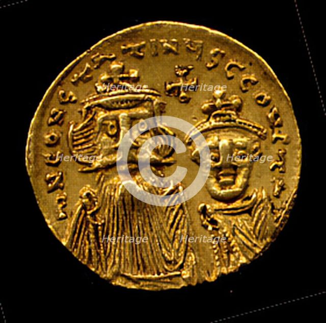 Gold Solidus of Constans II (641-68), Early Byzantine, 654-659. Creator: Unknown.