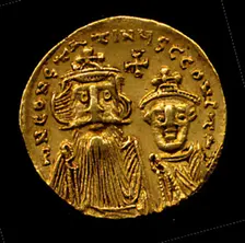 Gold Solidus of Constans II (641-68), Early Byzantine, 654-659. Creator: Unknown
