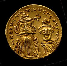 Gold Solidus of Constans II (641-68), Early Byzantine, 654-659. Creator: Unknown