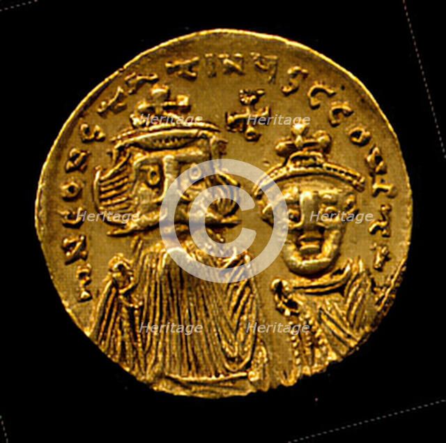 Gold Solidus of Constans II (641-68), Early Byzantine, 654-659. Creator: Unknown.