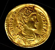 Gold Solidus of Theodosius I (379-95), Byzantine, 379-395. Creator: Unknown