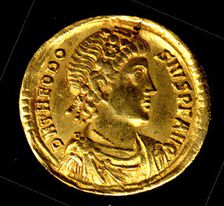 Gold Solidus of Theodosius I (379-95), Byzantine, 379-395. Creator: Unknown