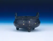 Gold speckled bronze tripod censer, China, 17th-18th century. Creator: Unknown