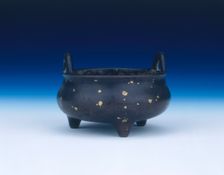 Gold speckled bronze tripod censer, China, 17th-18th century. Creator: Unknown