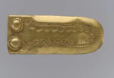 Gold Strap End from a Shoe Buckle, Langobardic, ca. 600. Creator: Unknown
