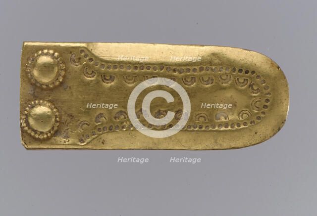 Gold Strap End from a Shoe Buckle, Langobardic, ca. 600. Creator: Unknown.