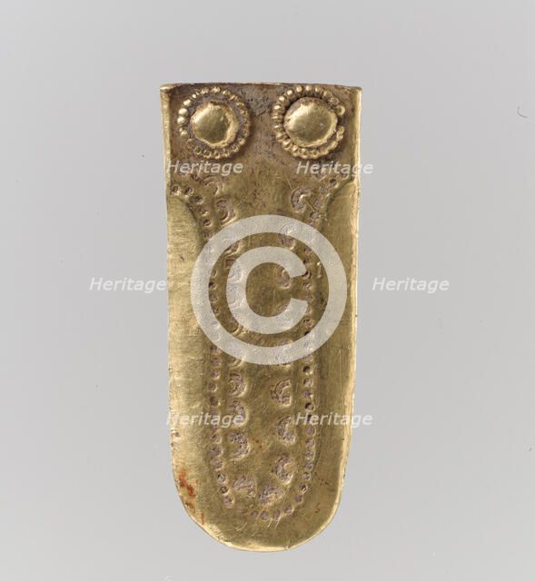 Gold Strap End, Langobardic, ca. 600. Creator: Unknown.