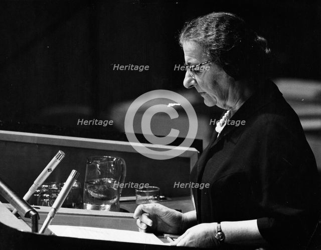 Golda Meir (1898-1978), Israeli Prime Minister, 1963. Creator: Unknown.