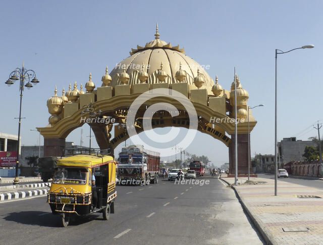 Golden entrance gate to Amritsar Punjab, India 2017. Creator: Unknown.